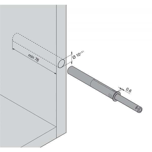 TIP-ON für Türen, Langversion, mit Puffer, starke Feder, R7036 platingrau